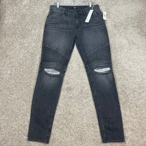 Hudson Ethan Biker‎ Skinny Gray Distressed Moto Jeans Mens Size 33x32 NEW
